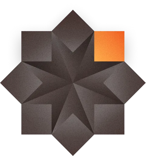 Large grey and orange geometrical illustration representing customer segmentation